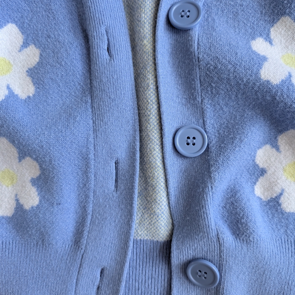 Willow & Wind Blue Floral/Flower Cardigan Sweater - Size L - Picture 4 of 6